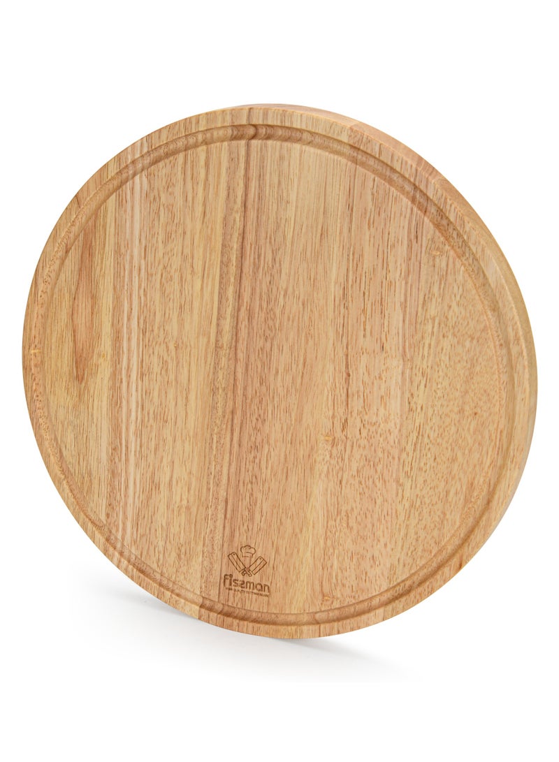 فيسمان لوح تقطيع دائري من الخشب المطاطي مقاس 35 سم مع أخدود العصير - Image 2