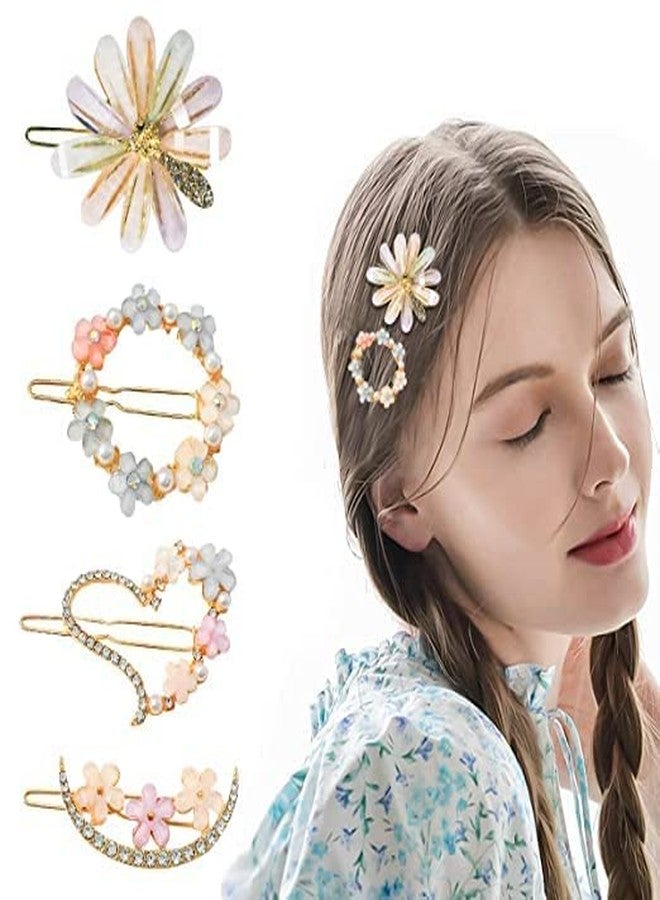 Baoer Hair Clips for Women Fashion Alloy Barrettes Clips Hairpins Set Rhinestone Flower Hair Pin Clip - Image 1