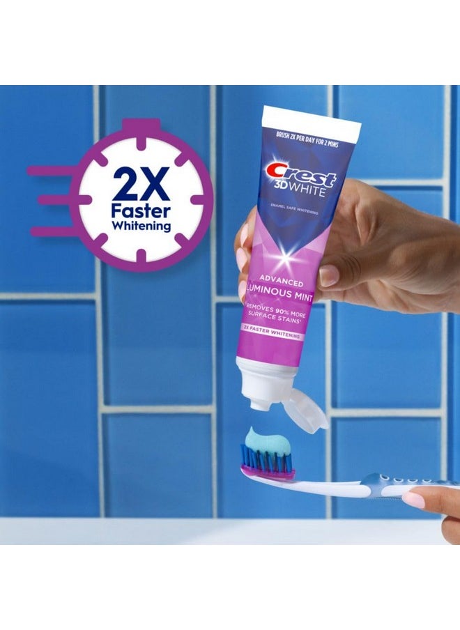Crest - 3D White Advanced Luminous Mint Teeth Whitening Toothpaste, Crest Toothpaste, 3.7 Oz Pack Of 4 - Helps Remove Surface Stains, Whitens Teeth, Strengthens Tooth Enamel, Protects Against Cavities - Image 1