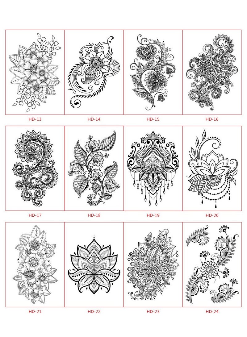 12 Sheets Waterproof Temporary Tattoo Sticker Black - Image 2