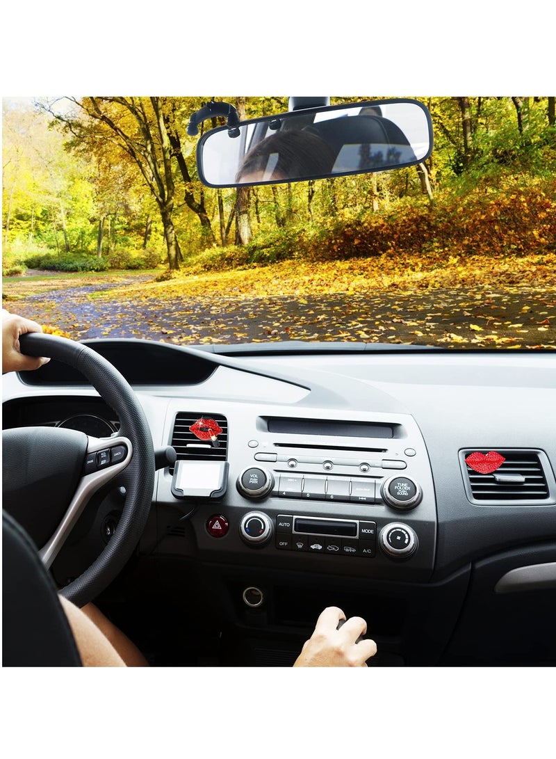 Bling Red Lips Car Air Vent Clips - 4 Pcs Diamond Decor for Stylish Car Interior - Image 4
