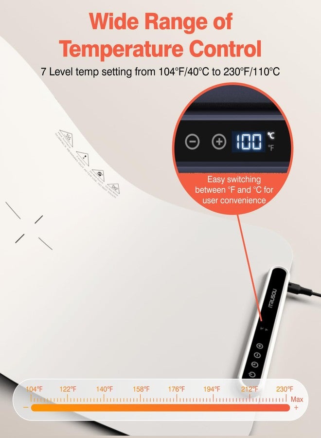 iTRUSOU - Silicone food warming tray with 7 temperature settings, 2-8 hours auto off, Celsius/Fahrenheit switchable, upgrade strap to keep the - Image 2