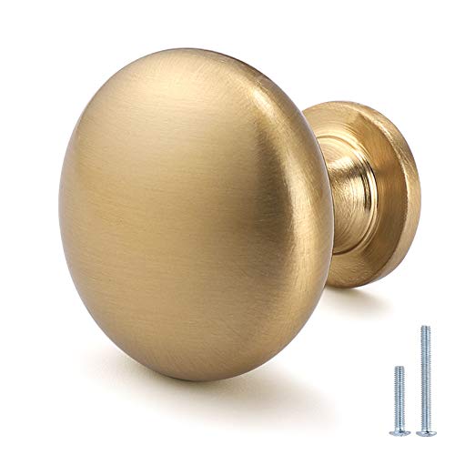 NIZADO Aged Brass Knobs 12 Pack Solid Warm Gold Cabinet Knobs Antique Brass Drawer Knobs Champagne Bronze Kitchen Cabinet HardwareDiameter 115