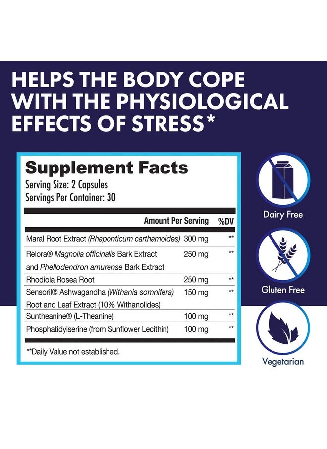 NuEthix Formulations - Corteaze Cortisolcontrol Supplement To Promote Relaxation And Better Sleep 60 Capsules 30 Servings - Image 1