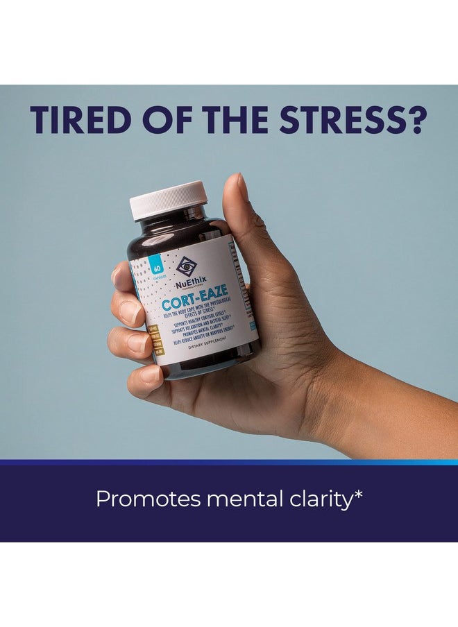 NuEthix Formulations - Corteaze Cortisolcontrol Supplement To Promote Relaxation And Better Sleep 60 Capsules 30 Servings - Image 1