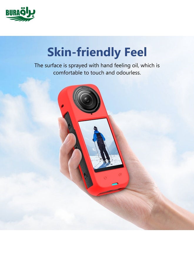 BURAQ For Insta360 X4 PULUZ Full Body Dust-proof Silicone Protective Case (Red)  - Image 4
