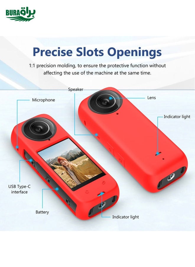BURAQ For Insta360 X4 PULUZ Full Body Dust-proof Silicone Protective Case (Red)  - Image 3