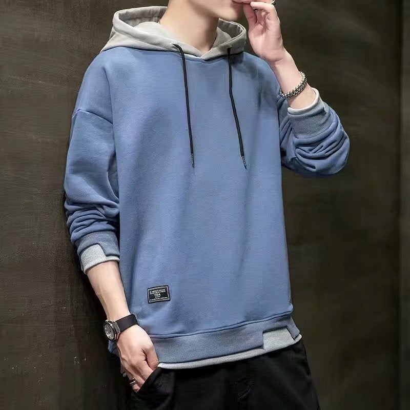 Autumn 2024 New Teenager Trendy Brand Sweater Mens Fashion Trendy Student Base Shirt Casual Round Neck Long Sleeve Mens Blue -5604 Thin Sweat