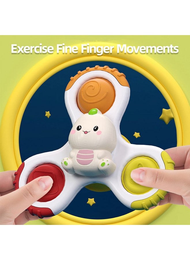 Jollybaby - Baby Spinning Top Rattle Toys 3 Pcs, Suction Cup Infant Spinner Toy 12 Months+, Sensory Spin Bath Sucker, Travel Busy Teething Toy for Toddlers, Gifts for 1-3 Year Boy Girl(Group D) - Image 1