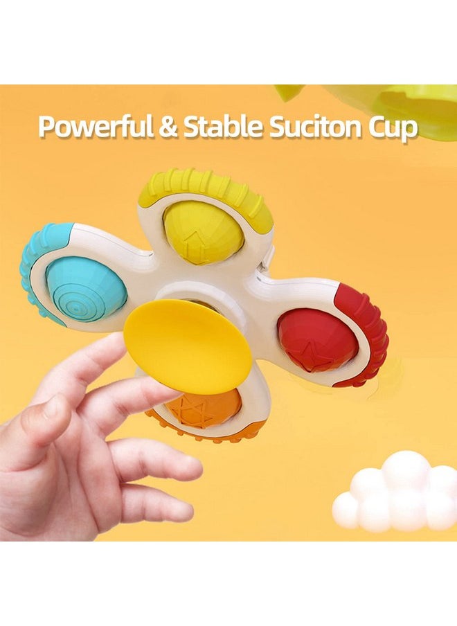 Jollybaby - Baby Spinning Top Rattle Toys 3 Pcs, Suction Cup Infant Spinner Toy 12 Months+, Sensory Spin Bath Sucker, Travel Busy Teething Toy for Toddlers, Gifts for 1-3 Year Boy Girl(Group D) - Image 1