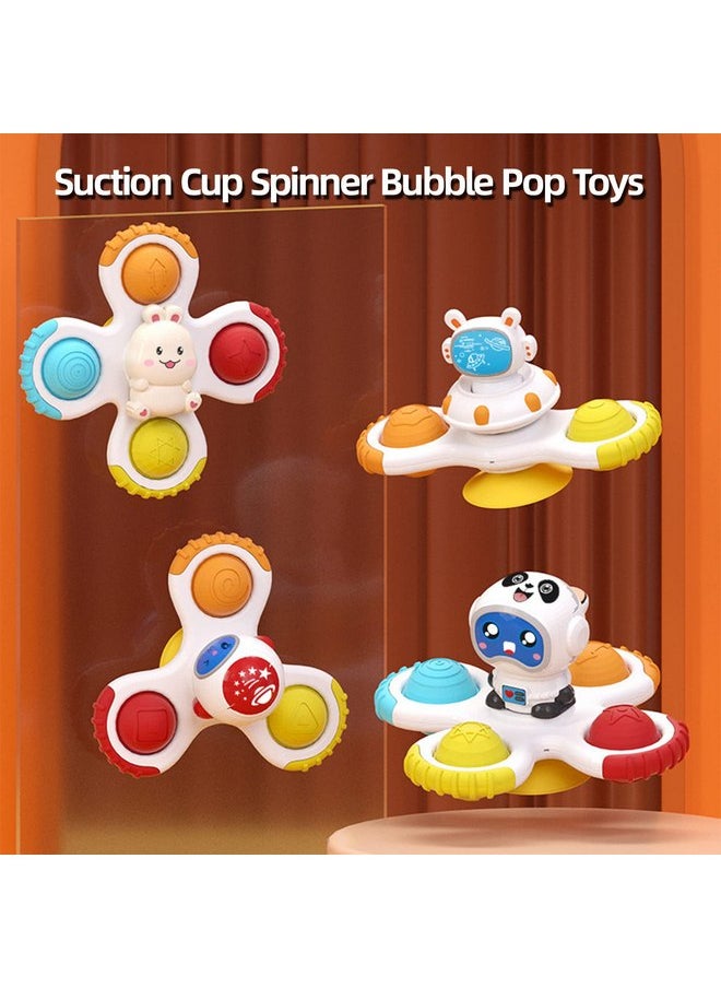 Jollybaby - Baby Spinning Top Rattle Toys 3 Pcs, Suction Cup Infant Spinner Toy 12 Months+, Sensory Spin Bath Sucker, Travel Busy Teething Toy for Toddlers, Gifts for 1-3 Year Boy Girl(Group D) - Image 1