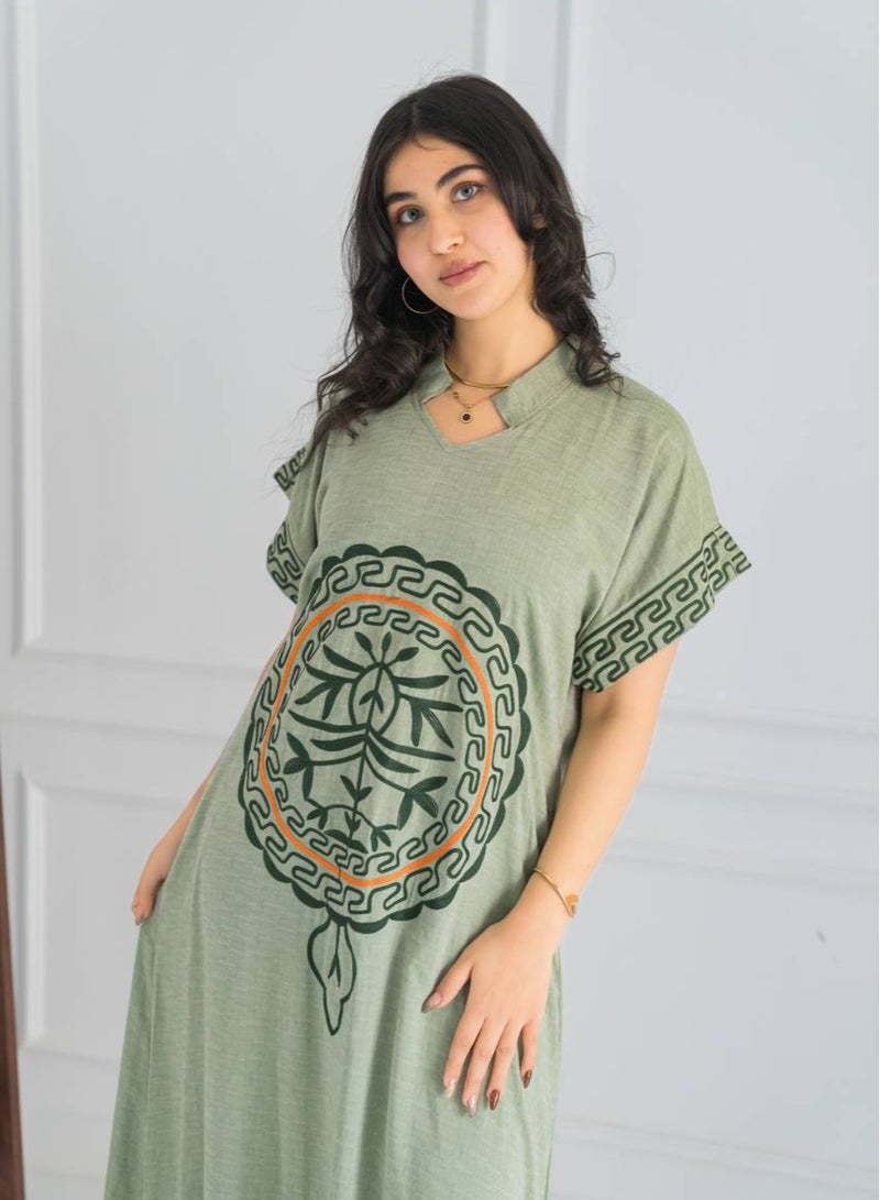 افندينا  "جلابية  كتان بتصميم فريد  الأناقة والجودة في قطعة واحدA-352ة" - Image 1