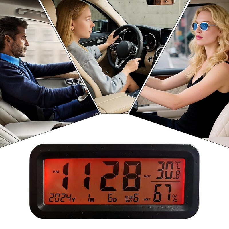 ساعة لوحة القيادة المضيئة مع مراقبة الرطوبة باللون الأسود للسيارة والشاحنة وسيارة الدفع الرباعي - Image 5