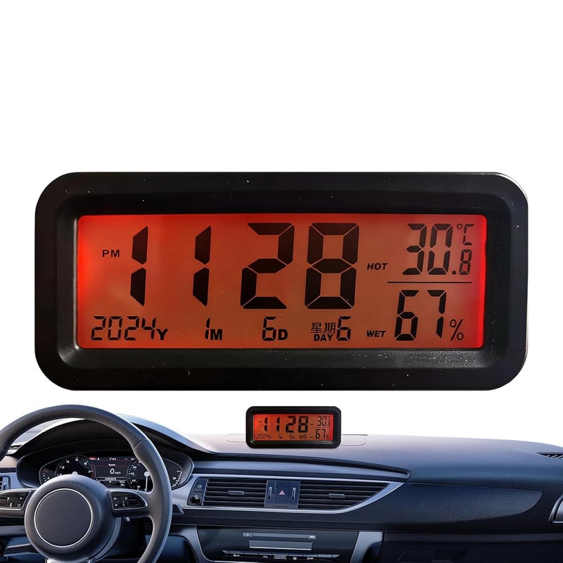 ساعة لوحة القيادة المضيئة مع مراقبة الرطوبة باللون الأسود للسيارة والشاحنة وسيارة الدفع الرباعي - Image 1