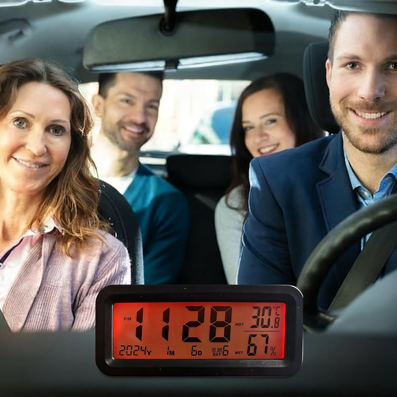 ساعة لوحة القيادة المضيئة مع مراقبة الرطوبة باللون الأسود للسيارة والشاحنة وسيارة الدفع الرباعي - Image 3