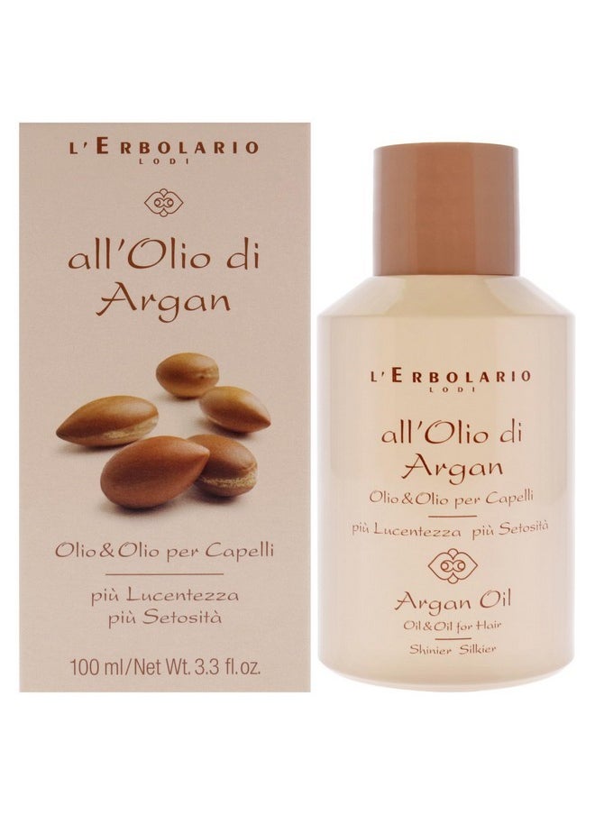 L'Erbolario L'Erbolario Argan Oil For Hair - Super-Nourishing, Protective And Shining Treatment - For Softness, Silkiness And Splendor - Delicate Scent Of Hazelnut - For All Hair Types - 3.3 Oz Hair Oil  - Image 1