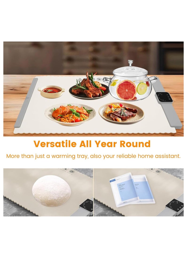XiuWoo Portable Electric Food Warming Tray, Fast Heating Mat, Silicone Electric Warming Pad for Food, Roll Up Food Warmer Plate with 5 Temperature Settings, Organizer Rope  - Image 2