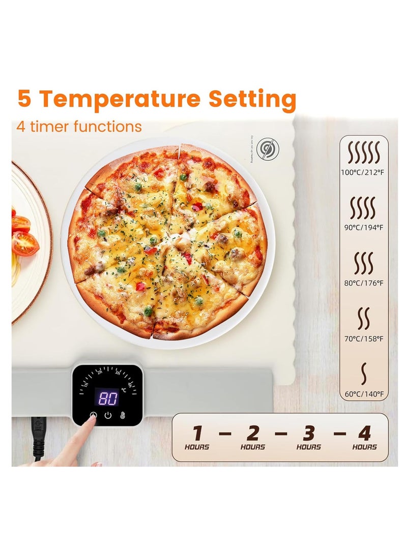 XiuWoo Portable Electric Food Warming Tray, Fast Heating Mat, Silicone Electric Warming Pad for Food, Roll Up Food Warmer Plate with 5 Temperature Settings, Organizer Rope  - Image 3
