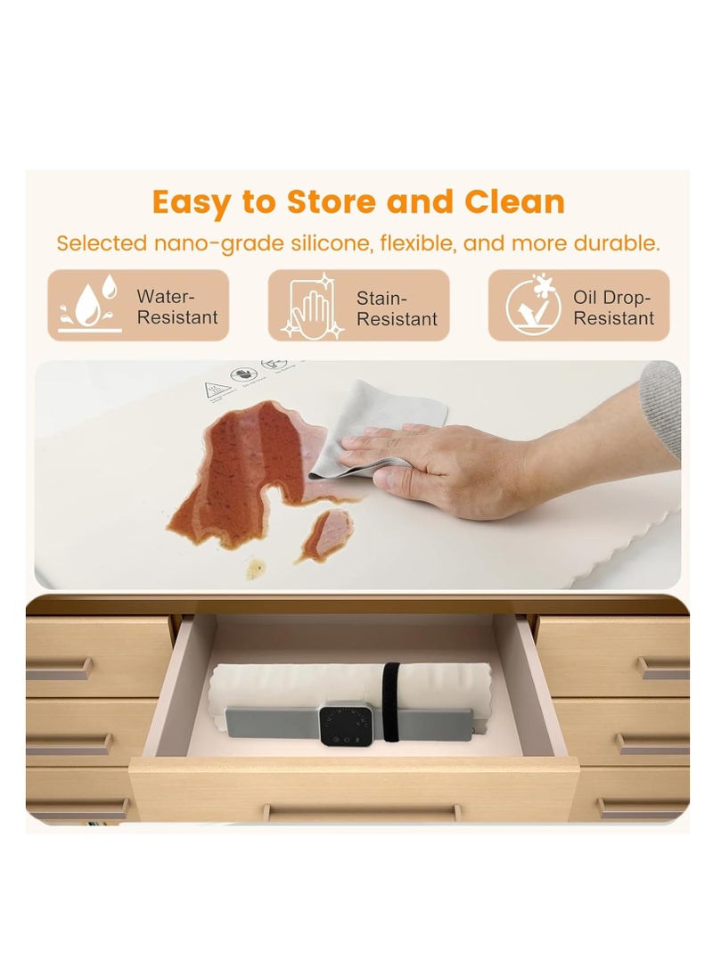 XiuWoo Portable Electric Food Warming Tray, Fast Heating Mat, Silicone Electric Warming Pad for Food, Roll Up Food Warmer Plate with 5 Temperature Settings, Organizer Rope  - Image 4