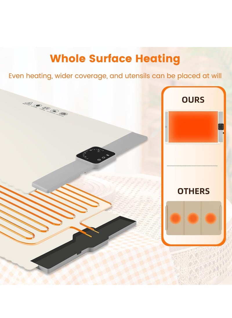 XiuWoo Portable Electric Food Warming Tray, Fast Heating Mat, Silicone Electric Warming Pad for Food, Roll Up Food Warmer Plate with 5 Temperature Settings, Organizer Rope  - Image 5