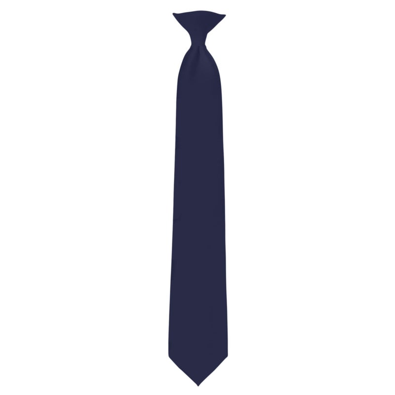Jacob Alexander Uniform Solid Clip-On Tie with Buttonholes - Regular 20 inch - Navy Blue - Image 1