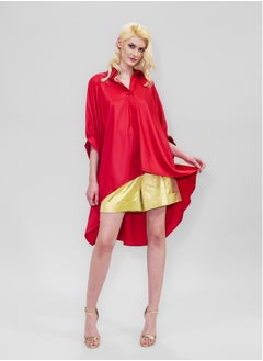 BITOLIA GALLERY Red Poplin Tunic Butterfly Sleeve  - Image 1