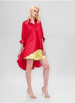 BITOLIA GALLERY Red Poplin Tunic Butterfly Sleeve  - Image 4