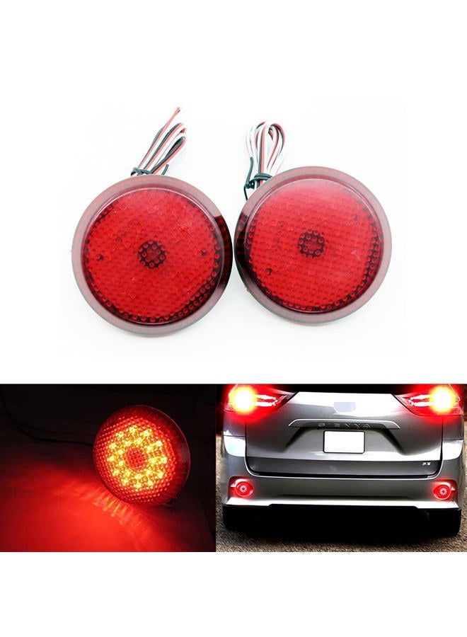 Xinctai 6.8cm Round LED Rear Bumper Reflector Light Tail Brake Lamp Compatible with Toyota Sienna Corolla & Scion iQ xB (Red Lens) - Image 1