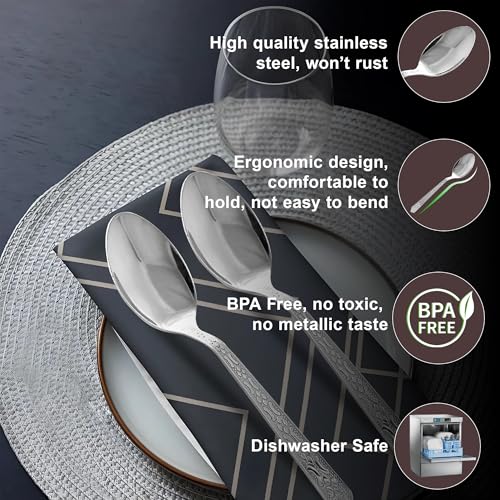 Parage 12 Pieces Stainless Steel Dinner/Table Spoons, Length 15.5cm, Set of 12, Silver (Unique) - Image 4