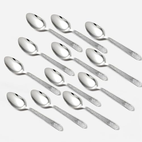Parage 12 Pieces Stainless Steel Dinner/Table Spoons, Length 15.5cm, Set of 12, Silver (Unique) - Image 1