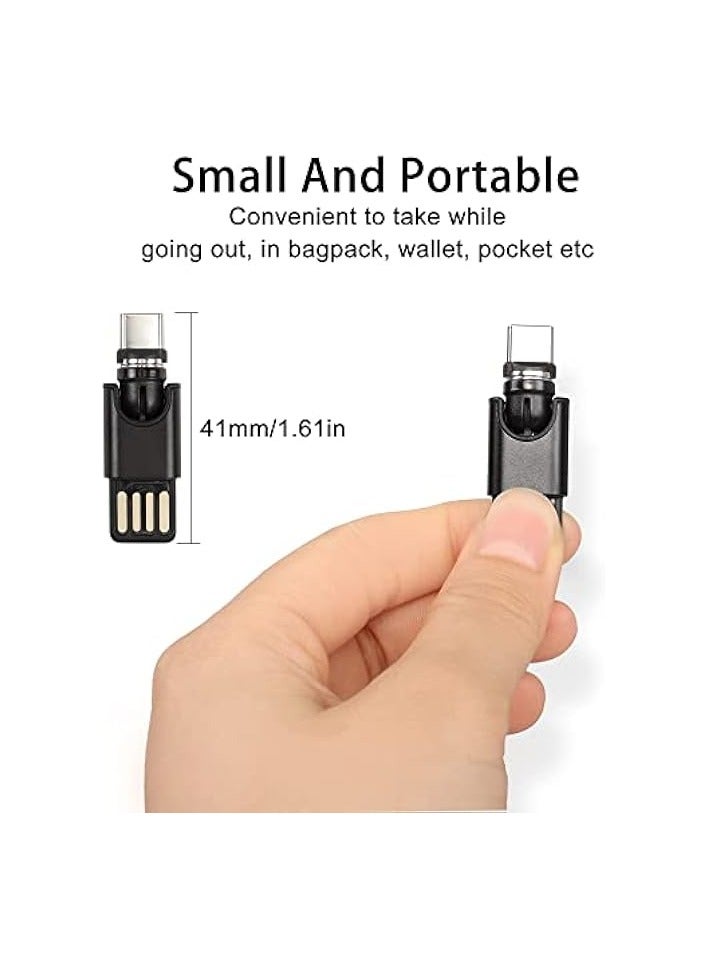 erorex 540 Degree Rotating Magnetic USB Adapter Connector 2-in-1 5Pin Support 3A Data Transfer USB 2.0 Male to Type C Micro USB Male Converter, Black - Image 4