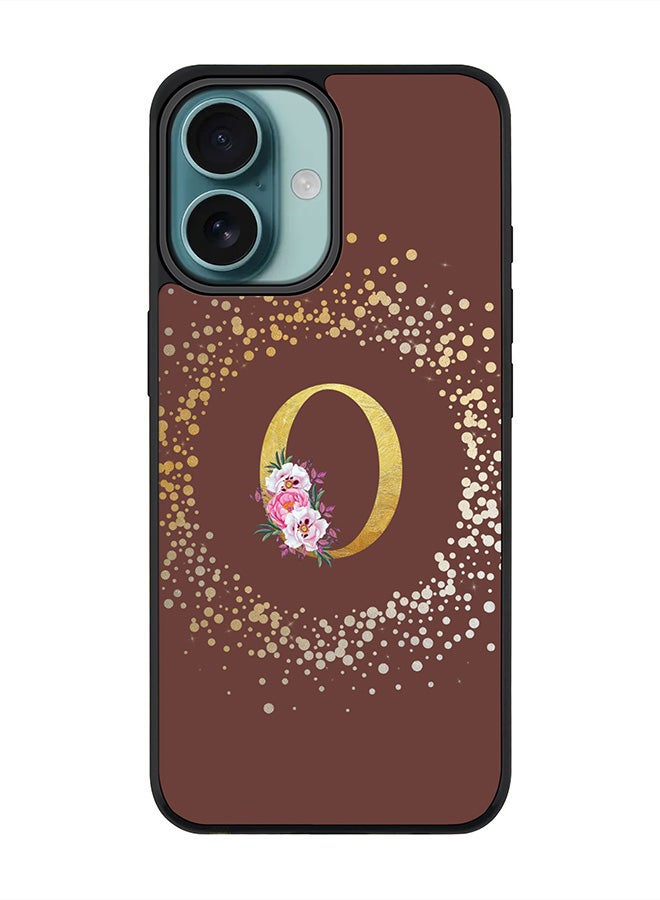 Stylizedd For iPhone 16 Case [Compatible with MagSafe] Slim Magnetic cover Phone Case iPhone 16 -Custom Monogram Floral - O (Brown ) - Image 1