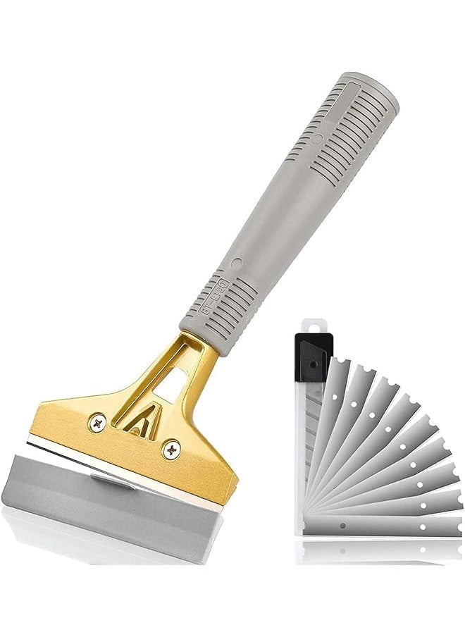 PROMASS promass Scraper Tool, Razor Blade Scraper, with 10 Pcs Extra Metal Blades, Window Glass Sticker Remover, Easy to, for Window Stove Windshield Aquarium Tile Floor Wall Cleaning  - Image 1