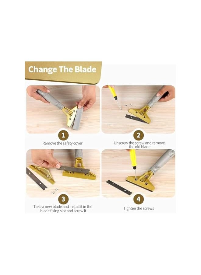 PROMASS promass Scraper Tool, Razor Blade Scraper, with 10 Pcs Extra Metal Blades, Window Glass Sticker Remover, Easy to, for Window Stove Windshield Aquarium Tile Floor Wall Cleaning  - Image 4