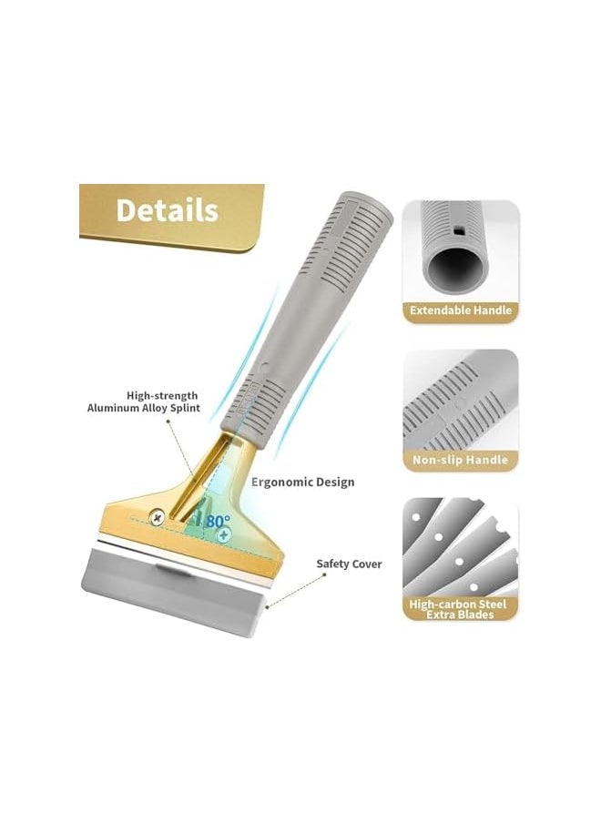 PROMASS promass Scraper Tool, Razor Blade Scraper, with 10 Pcs Extra Metal Blades, Window Glass Sticker Remover, Easy to, for Window Stove Windshield Aquarium Tile Floor Wall Cleaning  - Image 5