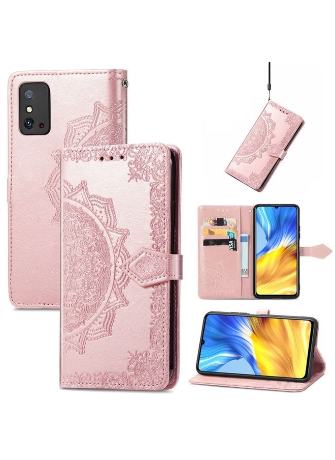 HuHa Case Cover For Honor X10 Max 5G Mandala Flower Embossed Flip Leather Phone Case Rose Gold 