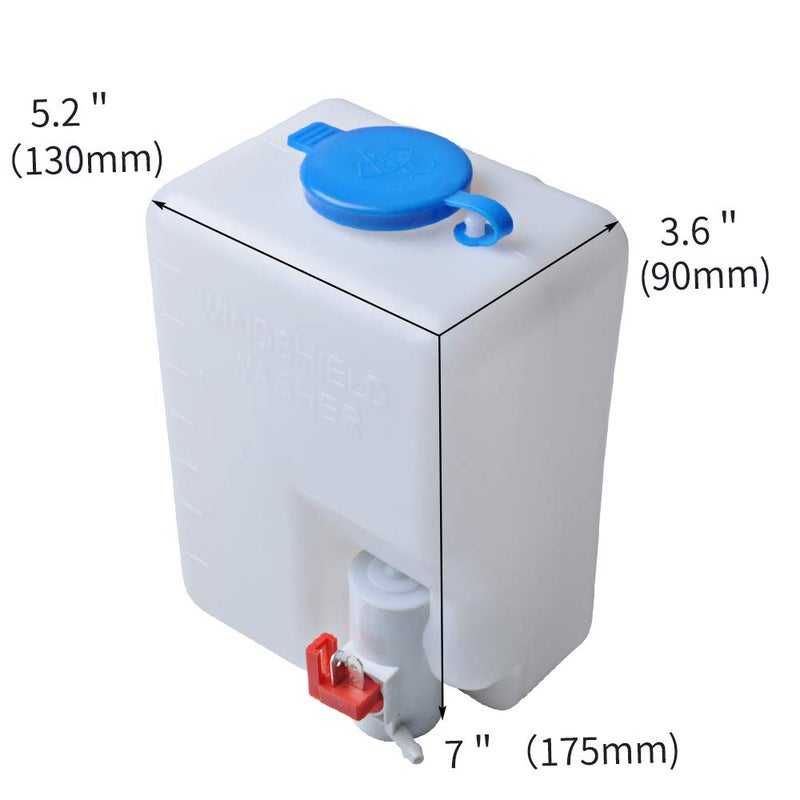 OTUAYAUTO Universal Windshield Washer Bottle, 12V Washer Pump Fluid Reservoir Jet Button Switch Windshield Tank, OEM: 160186 - Image 2