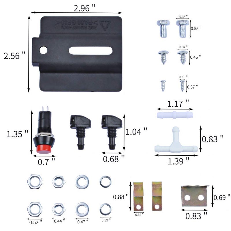 OTUAYAUTO Universal Windshield Washer Bottle, 12V Washer Pump Fluid Reservoir Jet Button Switch Windshield Tank, OEM: 160186 - Image 3