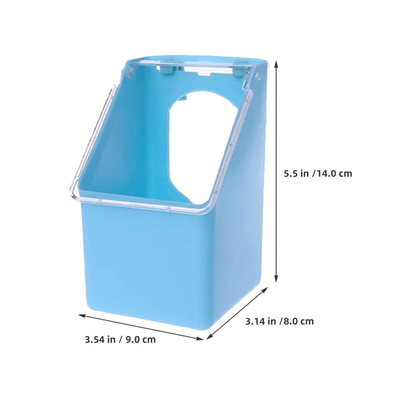 4 Pcs Hanging Bird Cage Food Bowls With Lids Plastic Feeders For Pigeons And Small Birds Blue And Yellow Set - Image 3