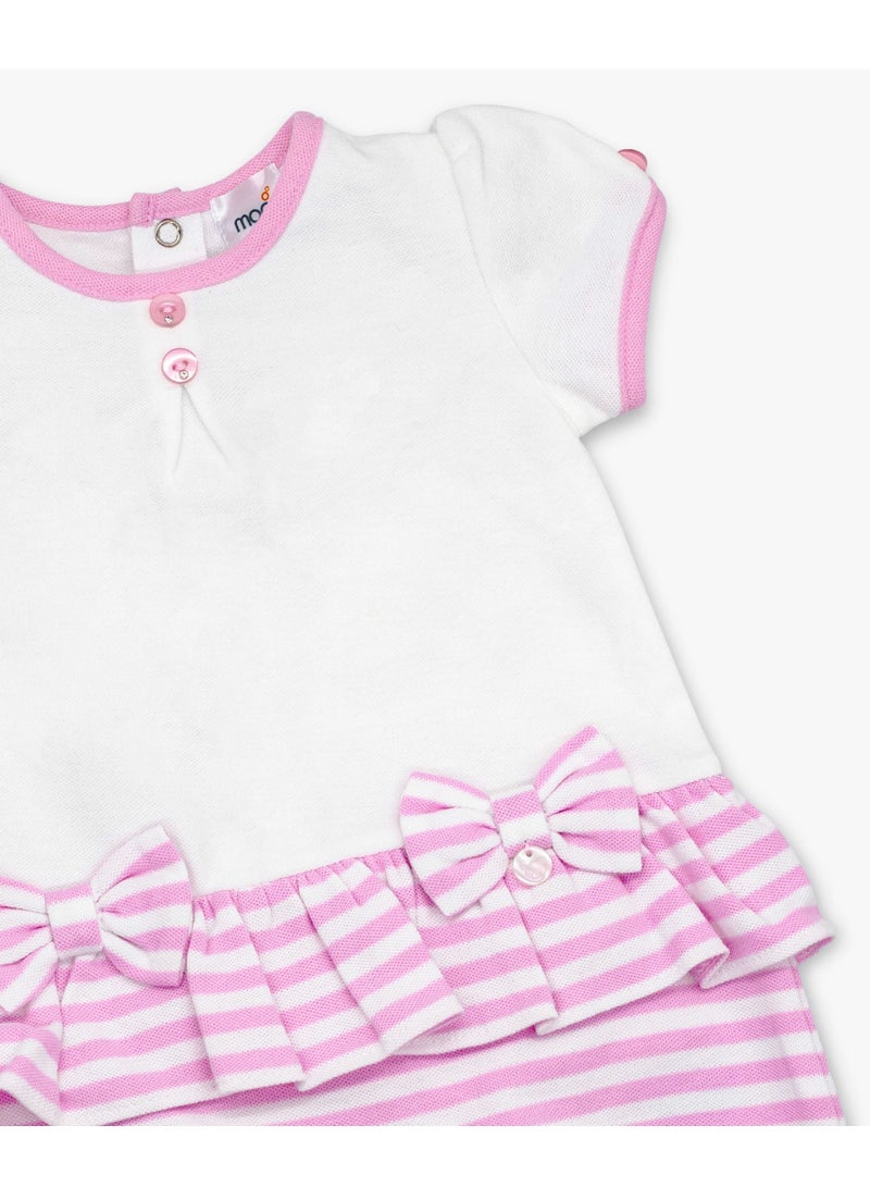 MOON 100% Cotton Romper 3-6M - Pink Stripes - Image 3