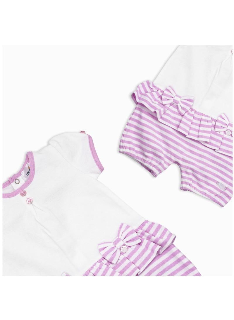 MOON 100% Cotton Romper 3-6M - Pink Stripes - Image 4