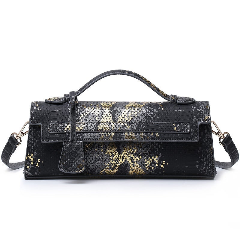 Women'S Bag 'S Popular Snake Pattern Handheld Small Square Bag Middle Eastern Ostrich Pattern Chain Shoulder Bag Trend - Image 1