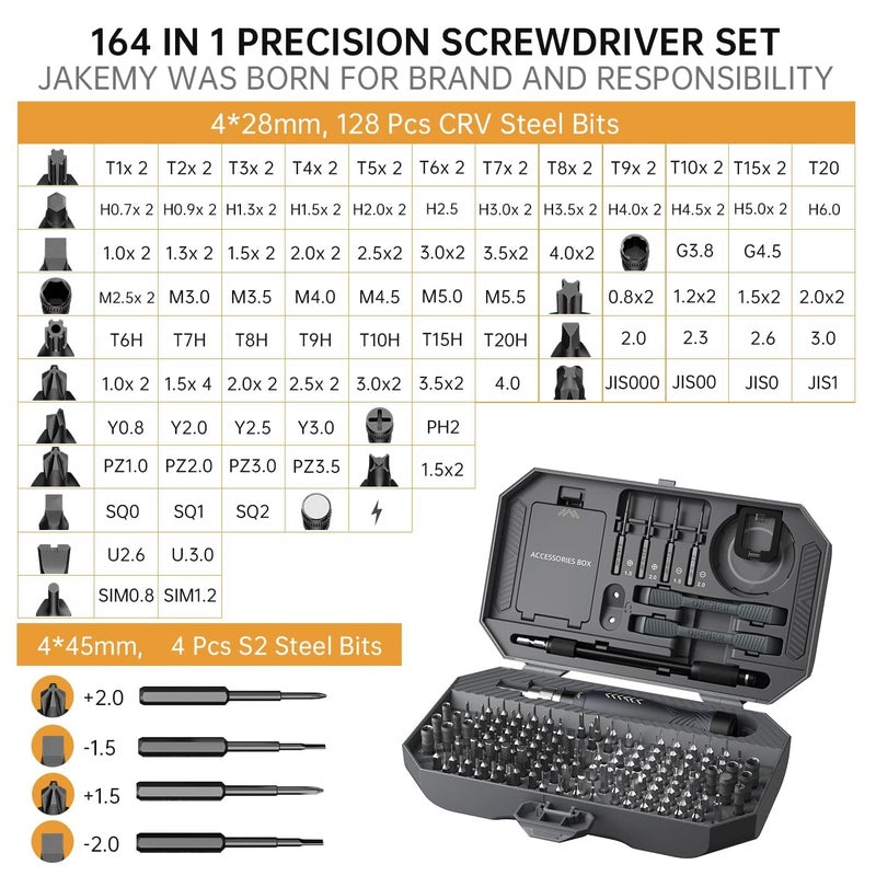 JAKEMY Precision Screwdriver Set, Laptop Screwdriver Kit, JAKEMY 164 in 1 Professional Computer Screwdriver Repair Kit with T6 Torx Screwdriver for MacBook, iPhone, Watch, Camera, Eyeglass, Xbox, DIY - Image 5