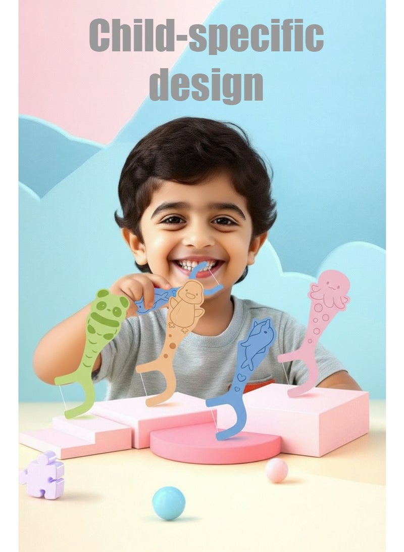 Dental Floss Picks for Kids, Animal-Shaped Picks, Anti-Slip & Shred-Resistant Design & Eco-Friendly Handle & Strawberry Flavor,4 Colors, Ideal for Ages 2+, 80 Count (Pack of 1) - Image 2