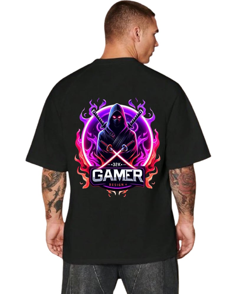 DIVIS Oversized Black Graphic T-Shirt for Men - Image 1