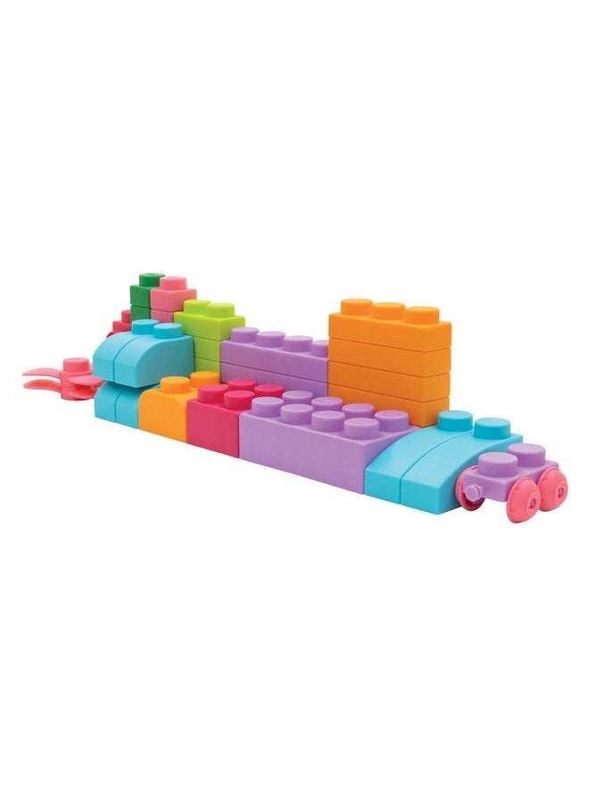 uniplay Plus Soft Building Blocks Creativity Toy Educational Play Cognitive Development Early Learning Stacking Blocks For Infants And Toddlers Pink (42 Piece Set)  - Image 1