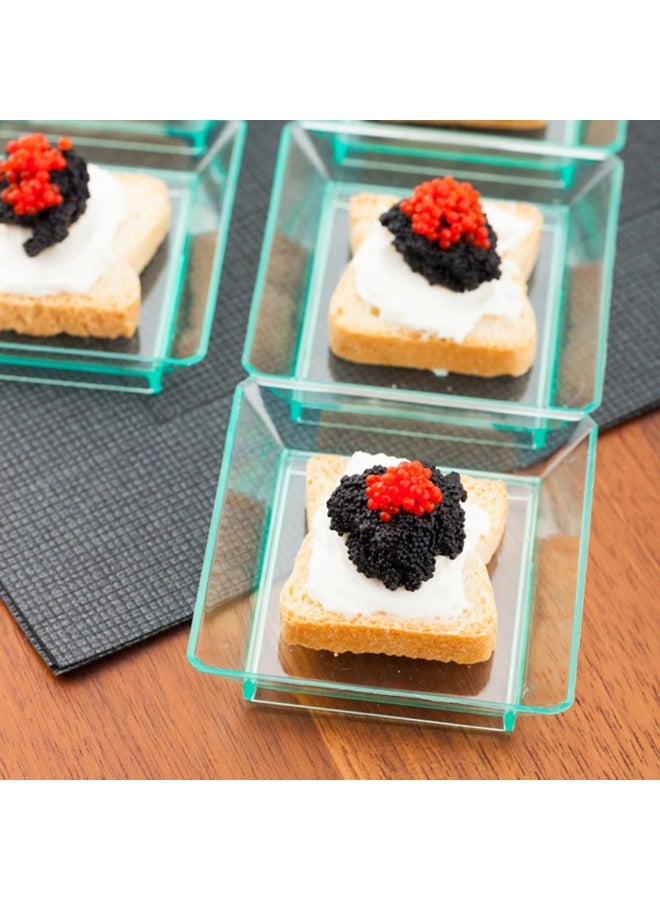 Restaurantware صواني صلصة 7.5 × 2.5 بوصة، 100 طبق تقديم مقسم قابل للتخلص - الأغطية تباع بشكل منفصل، بلاستيك أخضر البحر 3 أقسام، لتقديم التوابل أو المقبلات - Image 3