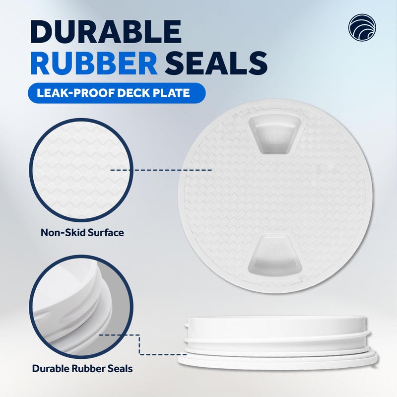 Five Oceans 4" Boat Hatch, Marine Access Hatch, Round Inspection Deck Plate Hatch with Detachable Cover, Non-Skid, UV Resistant ABS White Plastic, Premium Series- FO4230 - Image 5