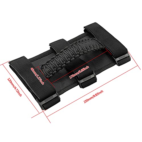 Bentolin 4x Roll Bar Grab Handles Grip Handle for Jeep Wrangler YJ TJ JK JKU JL JLU Sports Sahara Freedom Rubicon Unlimited X Gladiator JT 1955-2022 UTV ATV Paracord Handles Interior Accessories (Black) - Image 4