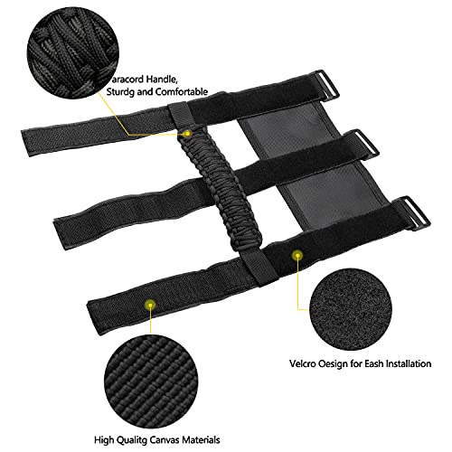 Bentolin 4x Roll Bar Grab Handles Grip Handle for Jeep Wrangler YJ TJ JK JKU JL JLU Sports Sahara Freedom Rubicon Unlimited X Gladiator JT 1955-2022 UTV ATV Paracord Handles Interior Accessories (Black) - Image 2
